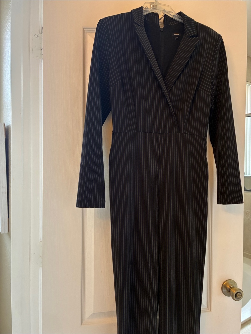 Women’s Black Pinstripe Jumpsuit Dress